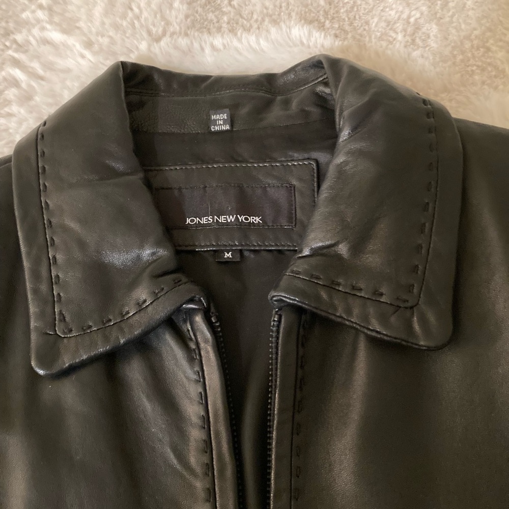 Ladies Jones New York genuine black leather jacket size M - Picture 4 of 11